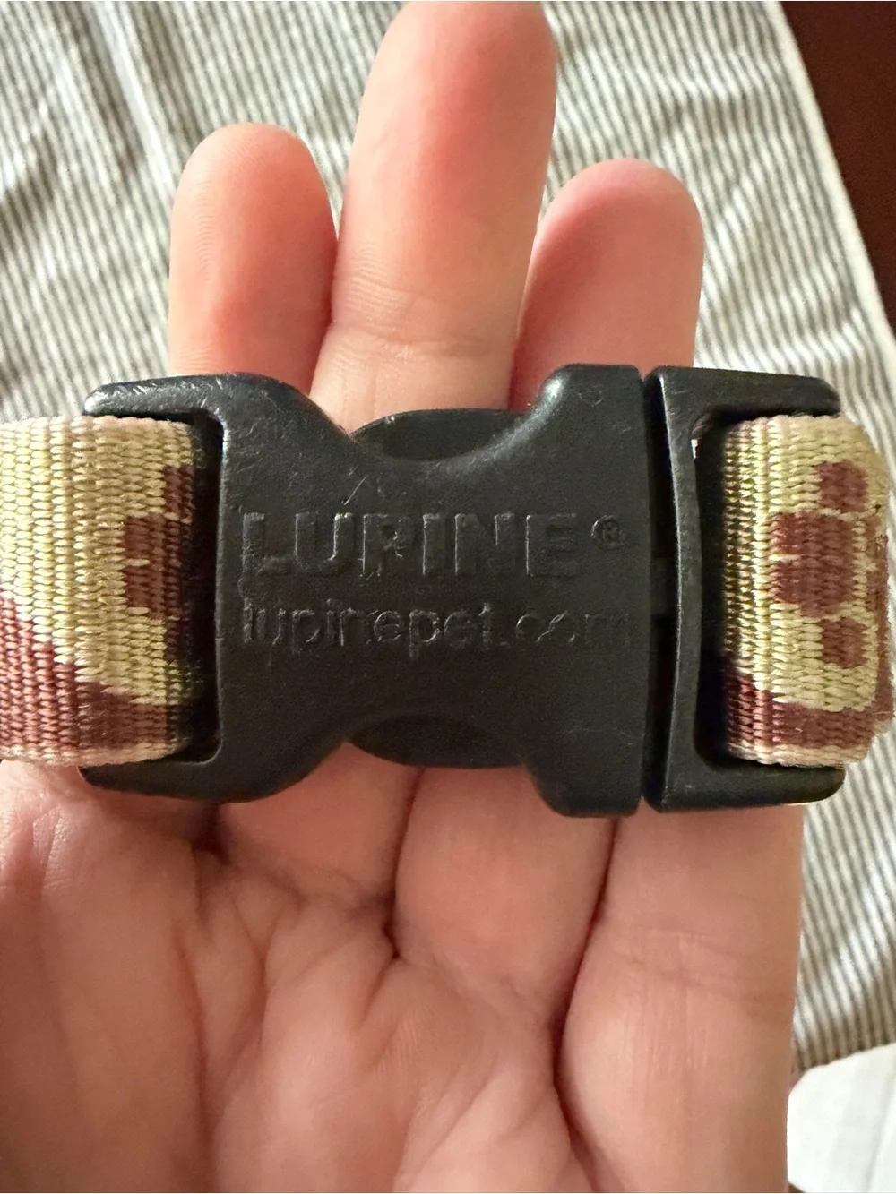 Adjustable Brown & Cream Patterned Dog Collar with Black Strap